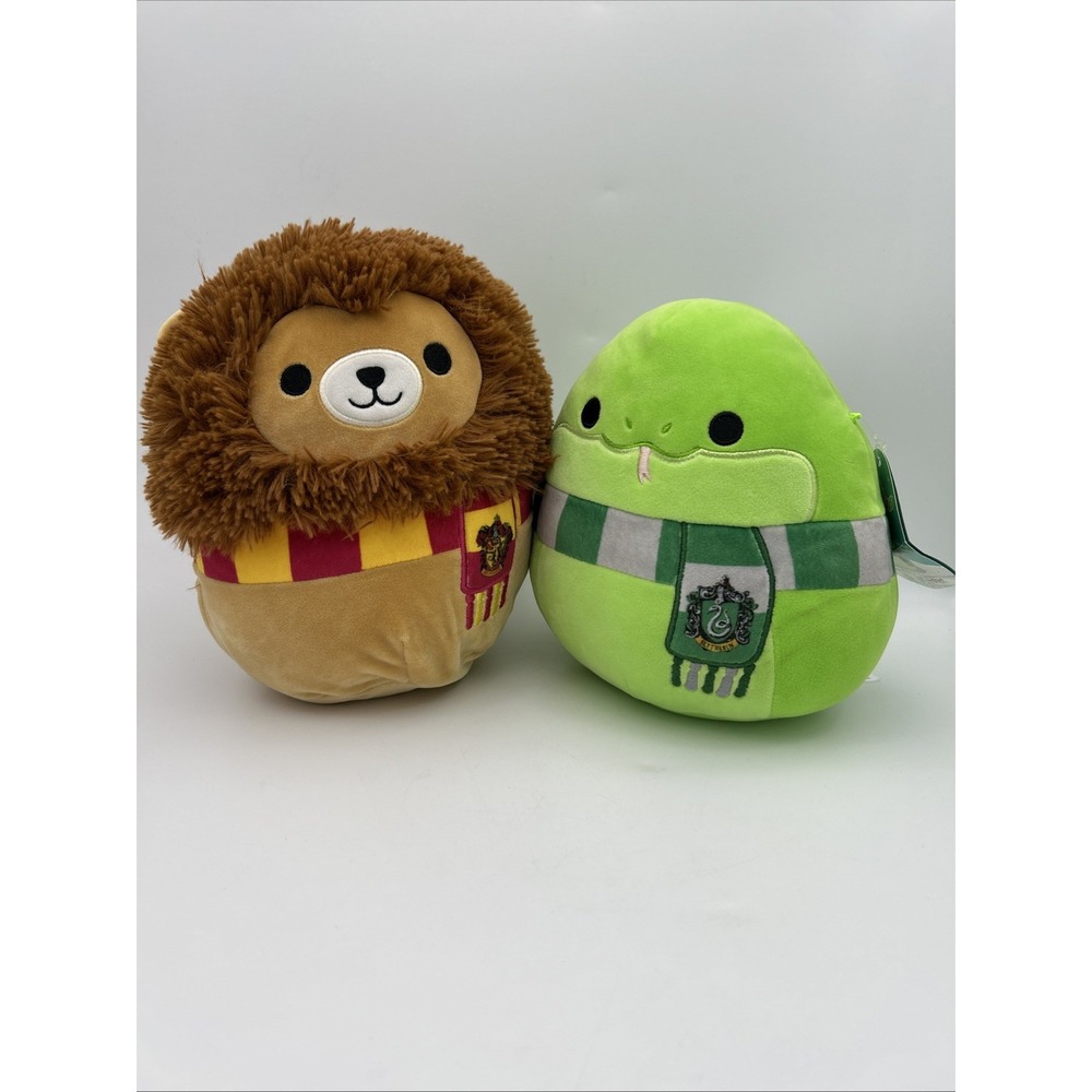 Squishmellow 8" Harry Potter Gryffinder Lion & 7" Slytherin Snake plush